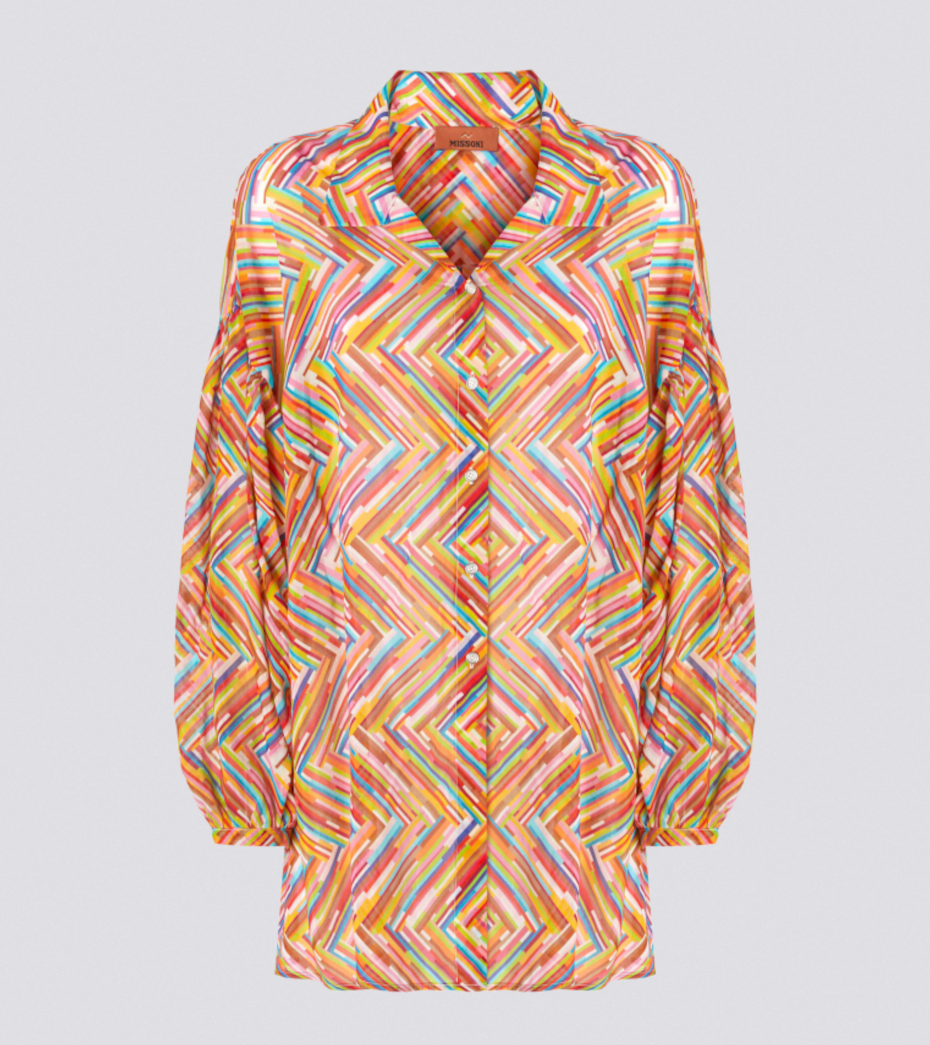 Camicia over in cotone e seta