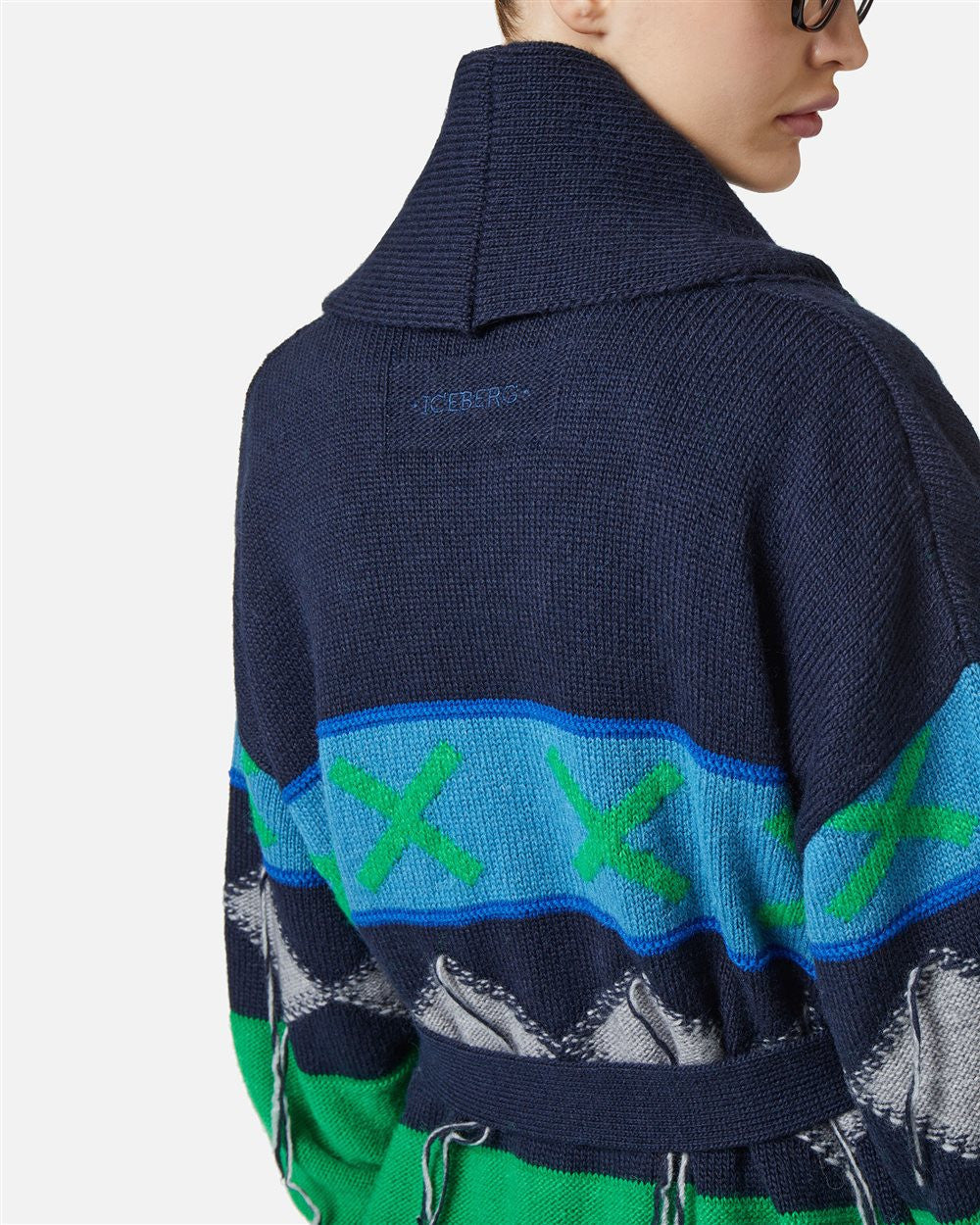 Cardigan lavorazione a intarsio