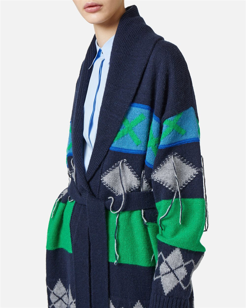 Cardigan lavorazione a intarsio
