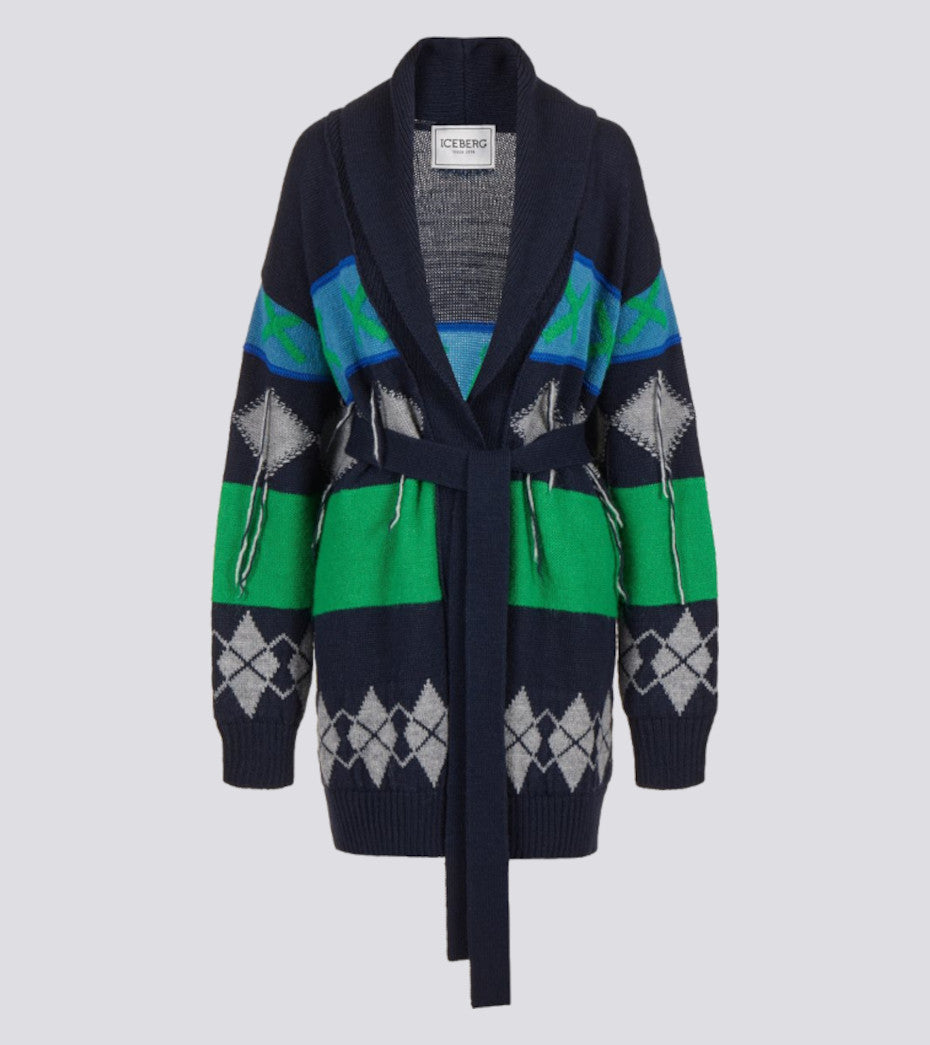 Cardigan lavorazione a intarsio
